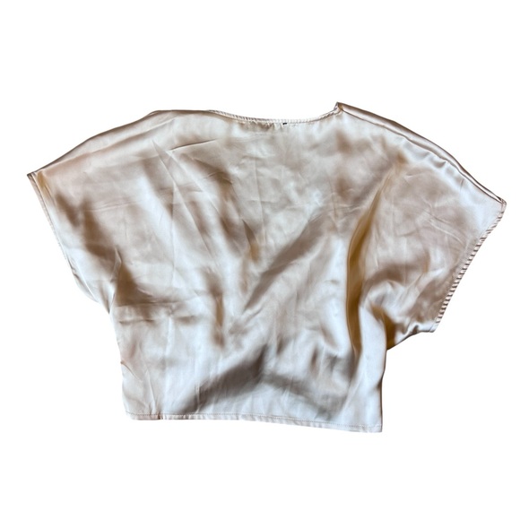 House of Harlow 1960 Women's Champagne Cream Color Satin V Neck Blouse Size L - Picture 5 of 10